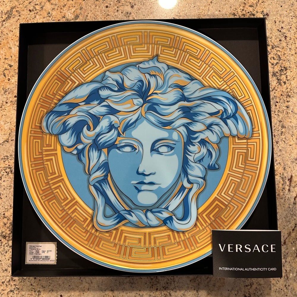 Versace Amplified Medusa Blue Coin Charger